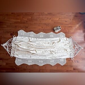 Boho Macrame Cream crochet Hammock  for Patio, Yard, Beach Beige withTassel Trim
